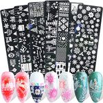 Christmas Nail Art Stamping Plate - JMEOWIO 6 Sheets Snowflake Reindeer Image Plate Nail Art Design Stamp Kit Manicure Template Set