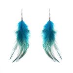 lureme® Bohemian Style Feathers with Small Feather Tassel Dangle Earrings for Women-Blue(02004736-4)