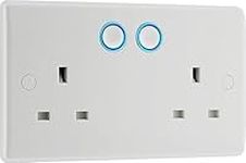 BG Electrical 822/HC-01 Smart Power Socket, Alexa Compatible Double 13 Amp, White Moulded