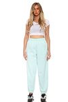 NY Deluxe Edition Womens Fleece Sweatpants Track Bottom UK Size 8-16 (Pastel Mint Green, 16)