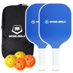 Pickleball Paddles Set of 2, Fiberglass Surface Pickleball Set with 2 Pickleball Rackets, 4 Pickleball Balls,1 Portable Carry Bag, Pickle Ball Paddle Set ​for Men Women