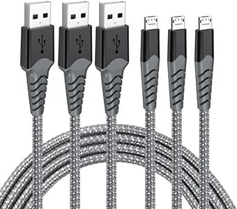 AHGEIIY Micro USB Cable [2M, 3Pack] Micro USB Charger Cable Nylon Braided Android Charger Cable 18W USB Cable for Galaxy S7 S6, Note LG Nexus Nokia Kindle PS4 Controller Xbox One Controller