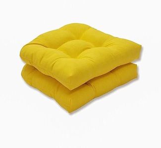 Pillow Perfect Outdoor Fresco Yellow Wicker Seat Cushion, Set of 2