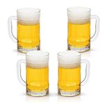 COKTIK 4 Pack Heavy Large Beer Glasses with Handle - 14 Ounce Glass Steins, Classic Beer Mug Glasses Set