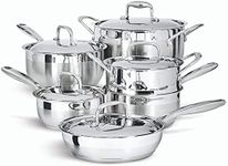 Paderno 11-Piece Stainless-Steel Cookware Set | Kitchen Pots and Pans Set with Covered Steamer