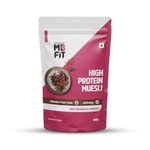 MuscleBlaze Fit High Protein Muesli (400g, Dark Chocolate & Cranberry) | 22g Protein | With Raisins, Almonds & Super Seeds, High Protein Breakfast Cereals