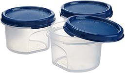 Signoraware Modular Round Plastic Container Set, 200ml, Set of 3, Mod Blue