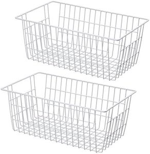 SANNO Freezer Baskets Pantrty Storage Baskets Bins,Farmhouse Metal Wire Basket Freezer Storage Wire Baskets Organizer Wire Storage Basket for Kitchen Pantry Organizer Bins,14"x11"x6"