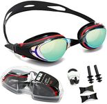 Nearsighted Swim Goggles, Polarized Swimming Goggles Anti-Fog, UV Protection, Dual Strap, Auto Buckle, Mirror/Non-Mirror Lens