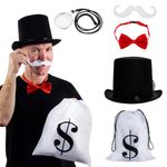 Tigerdoe Rich Uncle Costume Accessories - Board Game Costume - Costume Money Bags - Rich Man Top Hat - 5 Pc