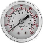 0-160PSI 1/8 inch NPT Mini Pressure Gauge Vacuum Manometer Double Scale Water Oil Air Pressure Meter, 40mm Dial Plate, Clear Number Markings