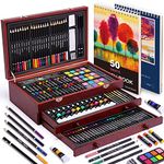 175 Piece Deluxe Art Set with 2 Drawing Pads, Acrylic Paints,Crayons,Colored Pencils,Paint Set in Wooden Case,Professional Art Kit,Art Supplies for Adults,Teens and Artist,Paint Supplies