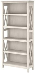 Bush Furniture Key West 5 Tier Bookcase, White Oak