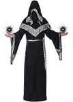 Mystic Sorcerer Robe Halloween Cosplay Costumes for Men, Adult Medieval Retro Uniform Vintage Renaissance Clothes with Hooded Cape, Male Priest Outfit Wizard Cloak Monk Robes (Black, M)