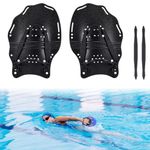 BOOSTEADY Swim Paddle Hand, Swim Training Hand Paddles with Adjustable Straps, Swimming Hand Paddles for Women and Men (1 Pair )-Black (9.4" x 6.5")