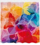 Ambesonne Floral Shower Curtain, Vibrant Colors Abstract Creative Watercolor Style Flower Pattern Design, Cloth Fabric Bathroom Decor Set with Hooks, 69" W x 70" L, Multicolor Vermilion Apricot