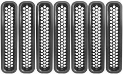 Hooke Road Wrangler Grill Mesh Inserts Front Grille Guard Cover Clip-in Matte Black for 1997-2006 Jeep Wrangler TJ & Unlimited (Pack of 7)