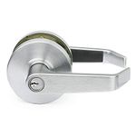 Lawrence Commercial Lever Door Lock - Heavy Duty Locking Commercial Door Handle Keyed Entry, Grade 2 Door Handle with Lock and Key - Brushed Chrome, Storeroom Function