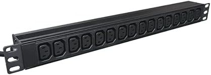 JUSTOP 16 Way Rack Mount PDU 16 x IEC C13 Sockets 1U 19 Inch 13A Horizontal Power Distribution Unit