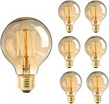 YOUDIAN Vintage Edison Light Bulb, Dimmable Vintage Light Bulbs 40W E27 Screw Decorative Spiral Filament Bulbs Soft G80 220V Warm White Lights (6 Pack)