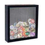 GraduationMall 8x8 Shadow Box Frame with Slot,Wine Cork Ticket Stub Shells Memory Box,Top Loading Display Case Memento Keepsake Storage Box Black