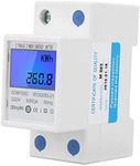 Joyzan 220V 230V Single Phase Energy Meter, Digital 50 60Hz 5 80A Din Rail Mounting Electricity Usage Monitor DDM15SD Electronic Voltage Current Power Consumption Wattmeter with LCD Backlight Display