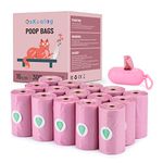 Nineaccy Biodegradable Pink Dog Poo Bags Lavender scent with Dispenser - 300 Large Poop Bags, Extra Thicken Strong Corn Starch Blended Compostable Leak Proof Poop Waste Bag for Dogs