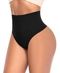 YARRCO Tummy Control Thong Shapewear for Women High Waist Control Knickers Tummy Tuck Thong Slimming Pants Shaping Underwear Body Shaper (Black,XL)