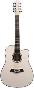 Oscar Schmidt OD312CEWH-A 12-String Cutaway Acoustic Electric Guitar, White