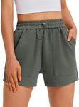 PINSPARK Sweat Shorts Women Comfy Soft Lounge Shorts Casual Summer Athletic SweatShorts Activewear Pockets, Drak Grey, Medium