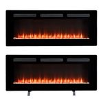 Dimplex Sierra Optiflame Media Wall Fireplace, 48"/ 121.9cm, Wall Mounted, Recess Fit, Free Standing Electric Fire, 7 Colour Themes, Choice of Fuel Beds, Cool Touch Glass, 1.6kW Electric Heater