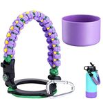 LX-SUNCX Paracord Handle for Hydro Flask 2.0 Wide Mouth Water Bottles(12 to 40oz),Survival Strap Carabiner Carrier Accessories,Plus a Nice Protective Silicone Boot, 32oz-40oz, Silicone