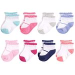 Luvable Friends Baby Basic Socks, Navy Mary Jane 8Pk, 12-24 Months