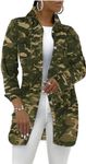 sexycherry Camouflage Jackets Shirts for Women Casual Classic Camo Long Sleeve Button Down Military Lightweight Long Trucker Coat(2X-Large)