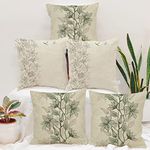 STITCHNEST Floral Printed Canvas Cotton Cushion Covers, Set of 5 (24 x 24 Inches)