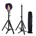 Superhairpieces Sturdy and Adjustable Wig Stand Tripod, Foldable Tripod Metal Mannequin Head Stands - Perfect for Wig Storage, Styling, Hairdressing Training and Display (Black)