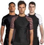 Sanabul Essentials Short Sleeve Compression Training Rash Guard for MMA BJJ Wrestling - brown - Medium
