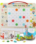 PUTSKA Potty-Training-Magnetic-Reward-Chart for Toddlers - Potty Chart with Multicolored Emoji & Star Stickers – Motivational Toilet Training for Boys & Girls (Animal Theme)