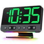 Odokee Digital Alarm Clocks for Bedrooms: Large Bold Number 5 Brightness Dimmer - Easy to Read Across The Room - 5 Alarm Sound 8 Night Light - Green