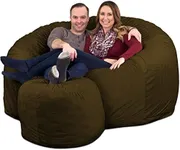 ULTIMATE SACK 6ft Bean Bag Chair & Footstool, Oversize Bean Bag Chair for Adults, Comfy Chair Bean Bag Couch Lounge Sofa Loveseat Furniture | Olive Suede