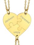 Engraved Friendship Necklace for 3 Custom BFF Jewelry Gifts for Women Birthday Christmas Personalized Best Friend Necklace