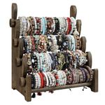 TOPNEW 4 Tier Wooden Bracelet Holder, Bangle Watch Necklace Display Storage Jewelry Holder Stand Display Organizer, Brown 4 Tier Wooden Bracelet Holder