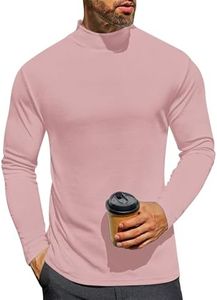 Ekouaer Men's Mock Turtleneck Long Sleeve Turtle Neck Shirts Lightweight Undershirt Thermal Pullover Sweater Pink S