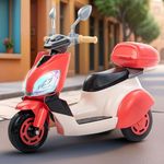 Baybee Trixo Battery Operated Bike for Kids, Ride on Toys Kids Bike Scooty with Music & Light, Baby Rechargeable Battery Bike, Electric Bike for Kids to Drive 1 to 4 Years (Sandle/RED)