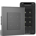 BSEEDLIFE Smart Light Switch,Intelligent WiFi Wall Switch for Smart Home,Compatible with Alexa,Google Home(via Tuya/Smart Life App),4 Gang 1 Way 86 * 86mm,Grey