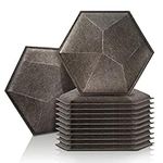 Sonic Acoustics 12 Pack Brown Hexagon 12" X 12" X 0.4" Acoustic Absorption Panels, 3D Soundproofing Insulation Panel