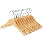 Nature Smile Kids Baby Children Toddler Wooden Shirt Coat Hangers with Notches and Anti-Rust Chrome Hook Pack of 10 (Natural)