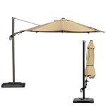 Abba Patio 10FT Vienna Offset Patio Umbrella Outdoor Cantilever Umbrella with 360° Rotation Design and Easy Tilt Adjustment UV 50+ Protection 8 Ribs for Backyard Garden Deck Pool Patio, Brown