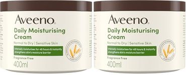 Aveeno Daily Moisturising Cream (1 x 400ml), Fragrance-Free Moisturiser, Long-Lasting 48 Hour Moisturisation, Body Cream with Nourishing Oat and Shea Butter for Healthy Looking Dry & Sensitive Skin