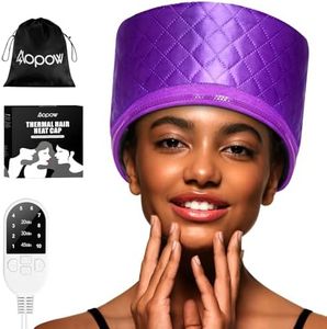 Thermal Steam Cap for Natural Hair Treatment: 10-Level Heating Cap for Deep Conditioning and Hair Steaming - Quick Heat-Up, Purple